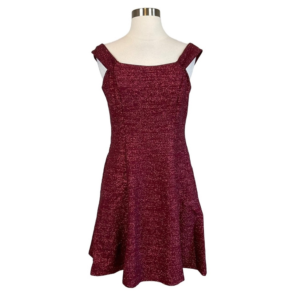 Betsy & Adam Sparkling Burgundy Mini Dress - Picture 2 of 5